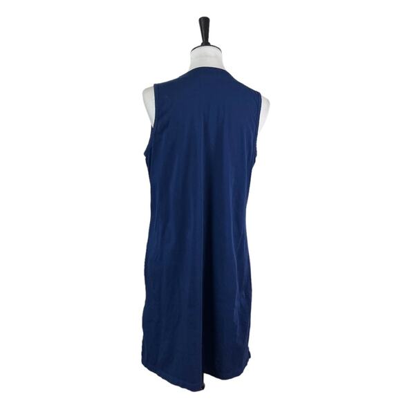Lands’ End Shift Dress V-neck Sleeveless Soutcache Navy White Women’s Size M - Picture 4 of 10